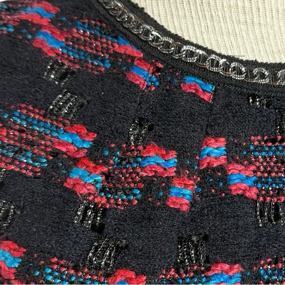 Trina Turk SZ 2 Goodnight Tweed Sheath Dress Black Accent Chain, Neck - Picture 10 of 10